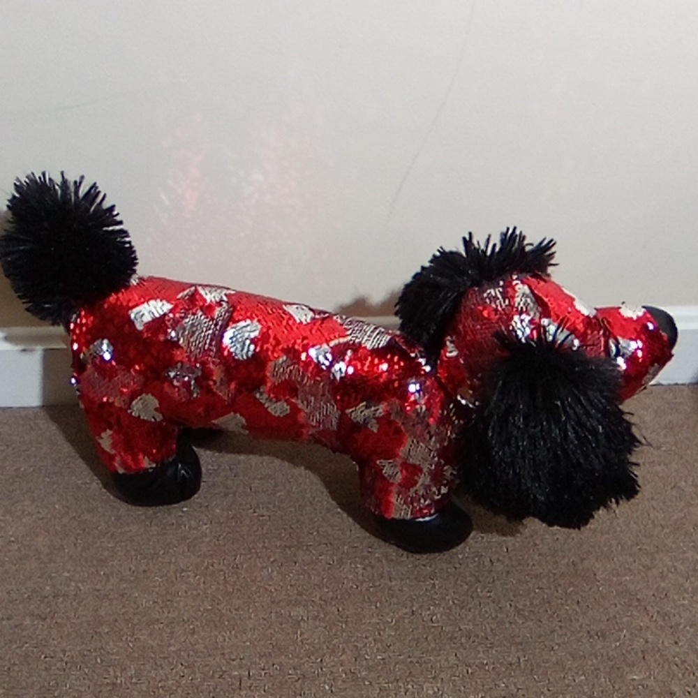 Red Sequined Heart Plush Toy by - Picture 2 of 6